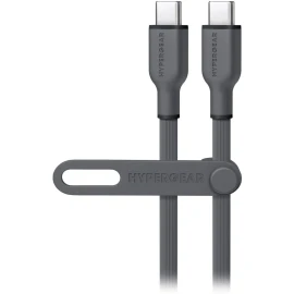 HyperGear® Flexi Pro USB-C® to USB-C® Soft-Touch Silicone Fast Charge and Sync Cable (10 Ft.; Gray)