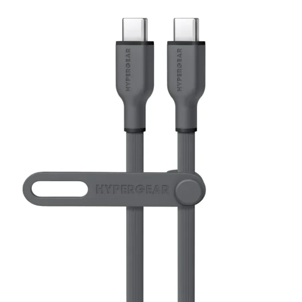 HyperGear® Flexi Pro USB-C® to USB-C® Soft-Touch Silicone Fast Charge and Sync Cable (15 Ft.; Gray)