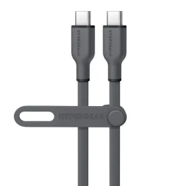 HyperGear® Flexi Pro USB-C® to USB-C® Soft-Touch Silicone Fast Charge and Sync Cable (15 Ft.; Gray)