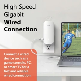 D-Link AX3000 Mesh WiFi 6 Range Extender | Universal Compatibility | 1x Gigabit LAN Port | AI Enabled | Covers up to 2800 sq. ft | Whole Home Booster
