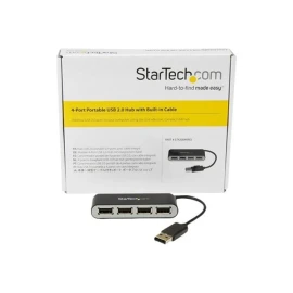 StarTech 4 Port USB 2.0 Hub - USB Bus Powered - Portable Multi Port USB 2.0 Splitter and Expander Hub - Small Travel USB Hub (ST4200MINI2) - Hub - 4 x USB 2.0 - desktop