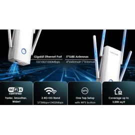 WAVLINK D6XH AX3000 WiFi 6 Range Extender Dual Band 3000sq.ft WN583HX3