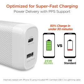 SPEEDBOOST 25-WATT PD DUAL-OUTPUT LIGHTNING® WALL CHARGER KIT