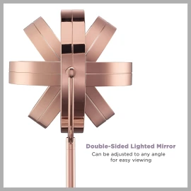 Conair Reflections Double-Sided LED Lighted Vanity Makeup Mirror, 1x/10x magnification, Rose Gold finish