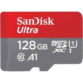 SanDisk 128GB Ultra microSDXC UHS-I Memory Card with Adapter - Up to 140MB/s, C10, U1, Full HD, A1, MicroSD Card