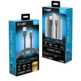 Xyst Charge And Sync Usb To Usb-C Flat Cable, 4 Ft. (Black)