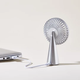 Lexon Wino Portable Rechargeable Mini Fan (Polished Aluminum)