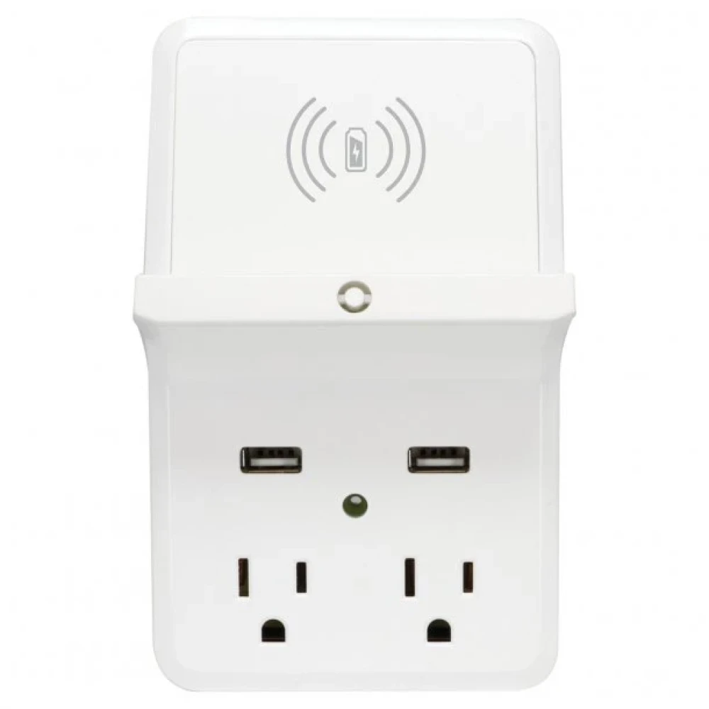 Prime Wireless-Charging-Dock Wall Tap with 2 Outlets and Dual USB Charger