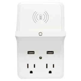 Prime Wireless-Charging-Dock Wall Tap with 2 Outlets and Dual USB Charger