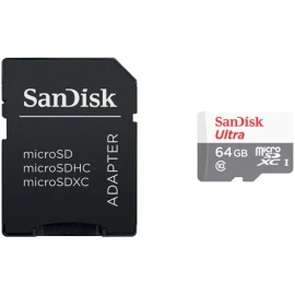 SanDisk 64GB Ultra UHS-I microSDXC Memory Card with SD Adapter
