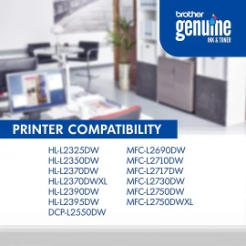 Brother Genuine TN760 High Yield Black Toner Cartridge with approximately 3,000 page yield/cartridge