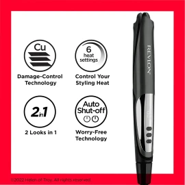 REVLON Straight or Curl Curved Hair Styler | Two Looks, One Tool (1”)