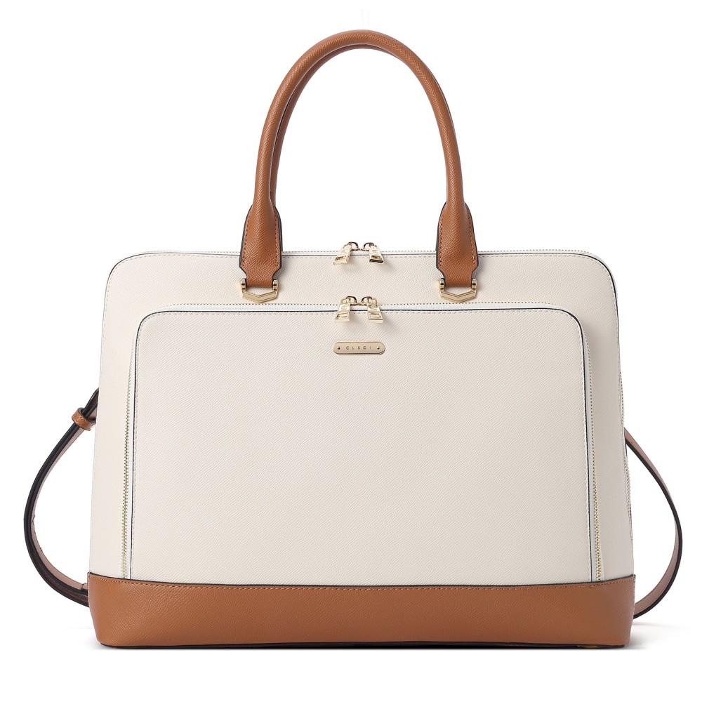 CLUCI Leather Briefcase for Women Laptop Bag 15.6 Inch