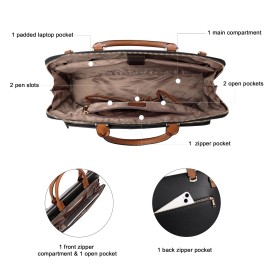 CLUCI Leather Briefcase for Women Laptop Bag 15.6 Inch