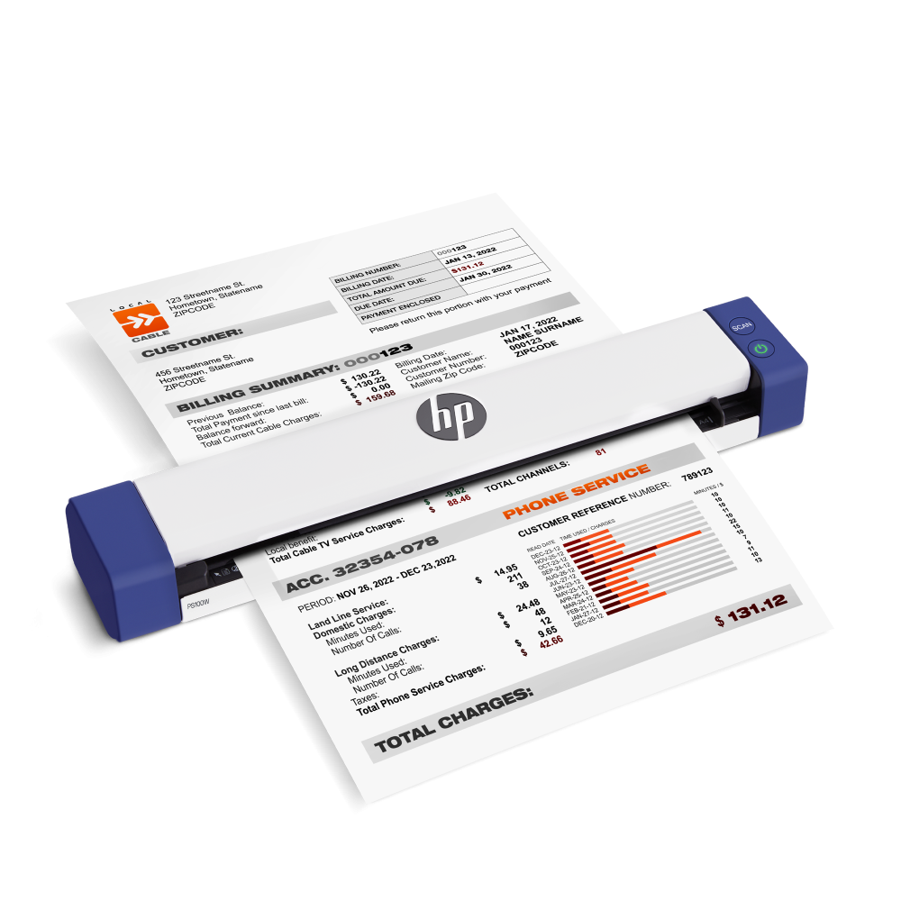 HP PS100 Portable USB Document and Photo Scanner 1200dpi 15ppm
