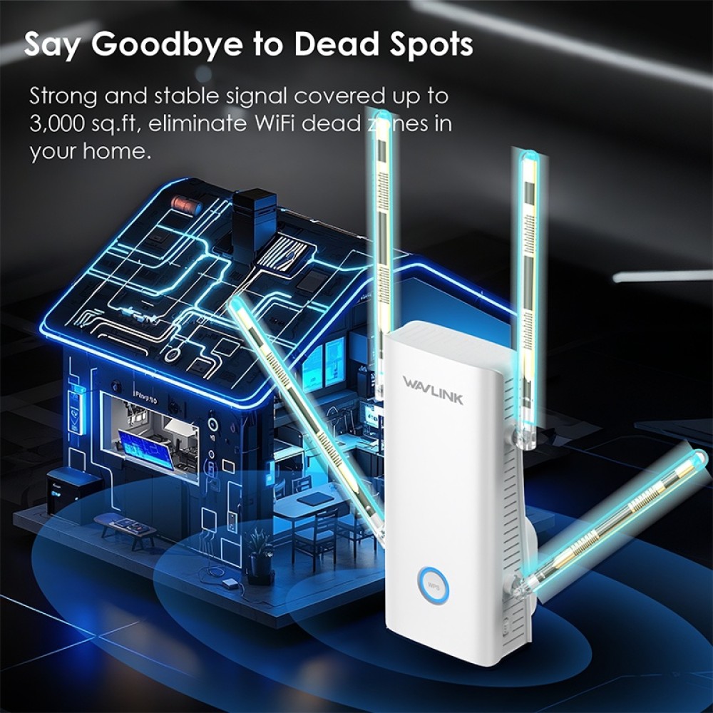 WAVLINK D6XH AX3000 WiFi 6 Range Extender Dual Band 3000sq.ft WN583HX3