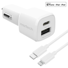 20-WATT POWER DELIVERY USB-C® TO 12-WATT FAST USB CAR CHARGER AND USB-C® TO LIGHTNING® 4-FOOT CABLE