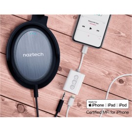 Naztech 3.5mm Audio + Charge Adapter with Lightning Connector
