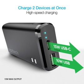 4,000 MAH DUAL OUTPUT USB-C® AND USB PORTABLE POWER BANK