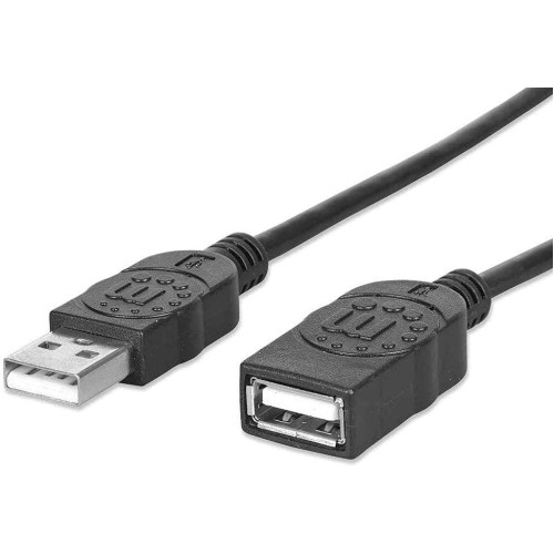 Manhattan 393850 Hi-Speed USB Extension Cable A Male/A Female - 3M (10 ft.) - Black