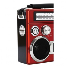 3-BAND RADIO WITH BLUETOOTH® AND FLASHLIGHT (RED)