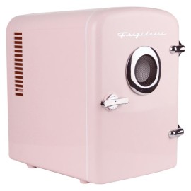 6-CAN RETRO PORTABLE 12-VOLT BEVERAGE REFRIGERATOR WITH BLUETOOTH® SPEAKER (PINK)