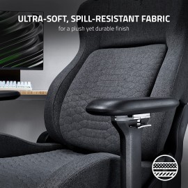 Razer D/ Gray Iskur Fabric Gaming Chair: Ergonomic Lumbar Support System - Ultra-Soft, Spill-Resistant Fabric Foam Cushions - 4D Armrests - Engineered to Carry - Foam Head Cushion - Dark Gray