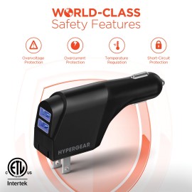 HYBRID 2-IN-1 10.5-WATT CAR AND WALL CHARGER WITH DUAL USB-A PORTS