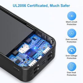 Solar Power Bank 50000mAh, Portable Solar Phone Charger with Flashlight, 4 Output Ports, 2 Input Ports, Solar Battery Bank Compatible with iPhone for Camping, Hiking, Trips