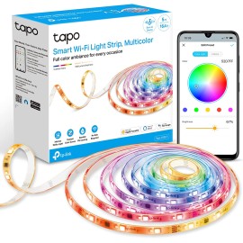 TP-Link Tapo RGBWIC Smart LED Light Strip 16.4Ft, 1000 Lumens, 16M Dimmable Colors, 50 Color Zones
