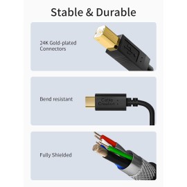 CableCreation USB B to USB C Printer Cable 6.6 FT, USB C to USB B Printer Cable