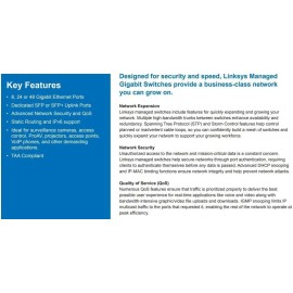 Linksys LGS328PC - Switch - managed - 24 x 10/100/1000 (PoE+) + 4 x Gigabit SFP (uplink) - desktop - PoE+ (250 W) - TAA Compliant