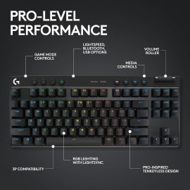 Logitech G PRO X TKL LIGHTSPEED Wireless Gaming Keyboard, Tactile Switches (GX Brown), White - Keyboard - backlit - Bluetooth, 2.4 GHz - key switch: GX Brown Tactile
