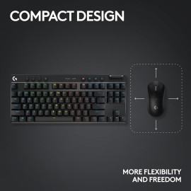 Logitech G PRO X TKL LIGHTSPEED Wireless Gaming Keyboard, Tactile Switches (GX Brown), White - Keyboard - backlit - Bluetooth, 2.4 GHz - key switch: GX Brown Tactile
