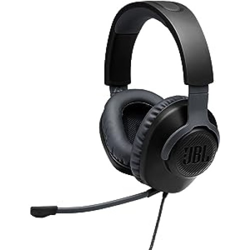 JBL Quantum 100 - Wired Over-Ear Gaming Headphones - Black, Large - JBLQ100XBLKGRNAM