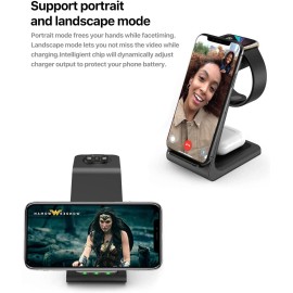 2022 Intoval 3in1 Charger for Fitbit Sense 2/1 Versa 4/3, iPhones, Samsung Galaxy Note and S, Airpods Pro 2/1, Galaxy Buds +/Live and Other Wireless Charging Phones or Earbuds(V3,Black)