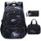 3Pcs Boys Girls Starry Sky Print School Backpack Elementary Middle High Students Waterproof Bookbag with Lunch Bag Pencil Case