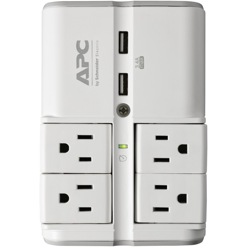 Apc Essential Surgearrest 4-Rotating-Outlets Wall Tap With 2 Usb ...