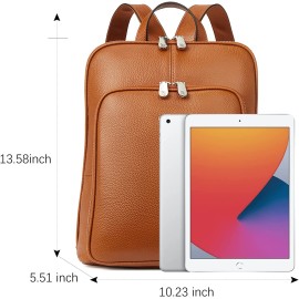 BOSTANTEN Genuine Leather Backpack Purse 15.6 inch Laptop Backpack Fashion Casual College Shoulder Bag Travel Backpack Brown