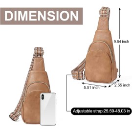 CLUCI Small Sling Bag for Women Crossbody, Faux Leather Trendy Waist Packs with Guitar Strap, Women's Fanny Packs Coffee