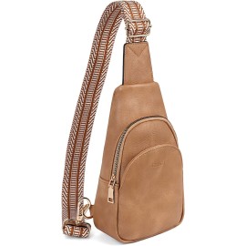 CLUCI Small Sling Bag for Women Crossbody, Faux Leather Trendy Waist Packs with Guitar Strap, Women's Fanny Packs Coffee