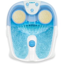 Conair Waterfall Pedicure Foot Spa Bath with Blue LED Lights, Massaging Bubbles and Massage Rollers, Blue/White