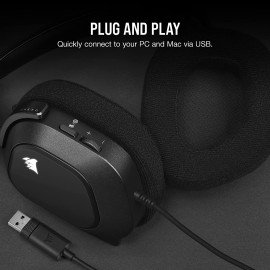 Corsair HS80 RGB USB Premium Gaming Headset with Dolby Audio 7.1 Surround Sound (Broadcast-Grade Omni-Directional Microphone, Memory Foam Earpads, High-Fidelity Sound, Durable Construction) Carbon