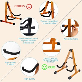 DOMMI Guitar Stand, Wooden Guitar Stand for Acoustic Guitars, Electric and Bass, Folding A-Frame Acoustic Guitar Stand