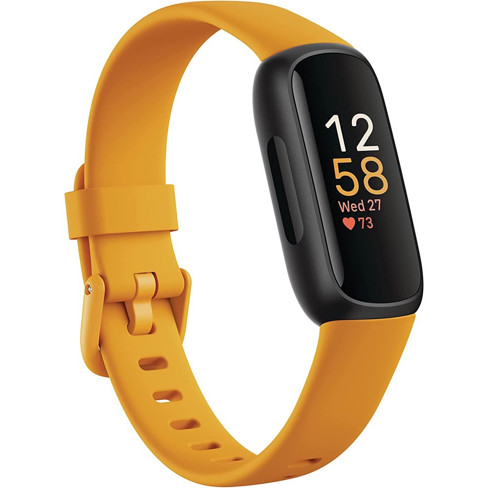 Fitbit Yellow Inspire 3 Health & Fitness Tracker with Stress Management, Workout Intensity, Sleep Tracking, 24/7 Heart Rate and more, Morning Glow/Black, One Size (S & L Bands Included)