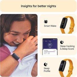 Fitbit Yellow Inspire 3 Health & Fitness Tracker with Stress Management, Workout Intensity, Sleep Tracking, 24/7 Heart Rate and more, Morning Glow/Black, One Size (S & L Bands Included)