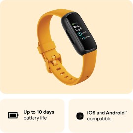 Fitbit Yellow Inspire 3 Health & Fitness Tracker with Stress Management, Workout Intensity, Sleep Tracking, 24/7 Heart Rate and more, Morning Glow/Black, One Size (S & L Bands Included)