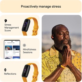 Fitbit Yellow Inspire 3 Health & Fitness Tracker with Stress Management, Workout Intensity, Sleep Tracking, 24/7 Heart Rate and more, Morning Glow/Black, One Size (S & L Bands Included)