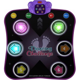 Flooyes Dance Mat Toys for 3-12 Year Old Kids, Electronic Dance Pad with Light-up 6-Button & Wireless Bluetooth, Music Dance Game Mat with 5 Game Modes , Birthday Gifts for 3 4 5 6 7 8 9 10+ Year Old Girls