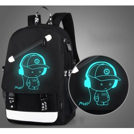 HIPOTUO Anime Luminous Backpack Laptop Backpack with Anti-Theft Lock, Black Teens Backpack Cool Back Pack for Work